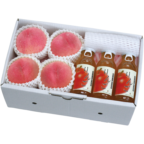 早得　山形県産白桃とまるごと搾りりんごジュ－ス詰合せの商品画像