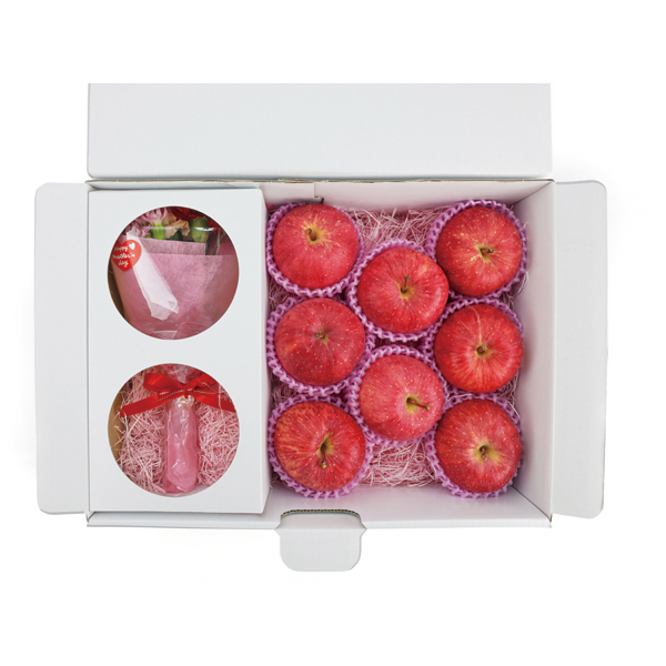 送料込 《web限定》《母の日》フラワーブーケと青森県産ふじりんごのセットの商品画像