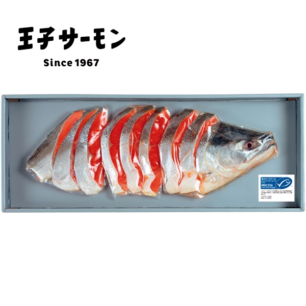 早得_送料込 《web限定》【王子サーモン】 MSC認証 アラスカ産カッパーリバー頭付き紅鮭半身姿切身700g（甘塩味）の商品画像