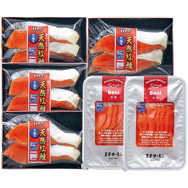 早得_送料込 【王子サーモン】 MSC認証 塩紅鮭切身・紅鮭スモークサーモン詰合せの商品画像 (2)