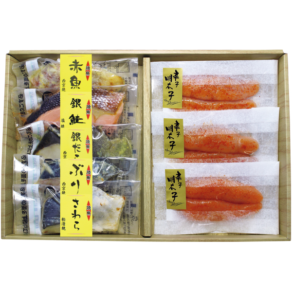 送料込 《web限定》【丸市食品】 辛子明太子とレンジで簡単焼魚詰合せの商品画像